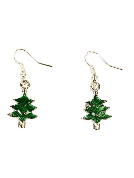 Pendientes de Navidad, abeto verde