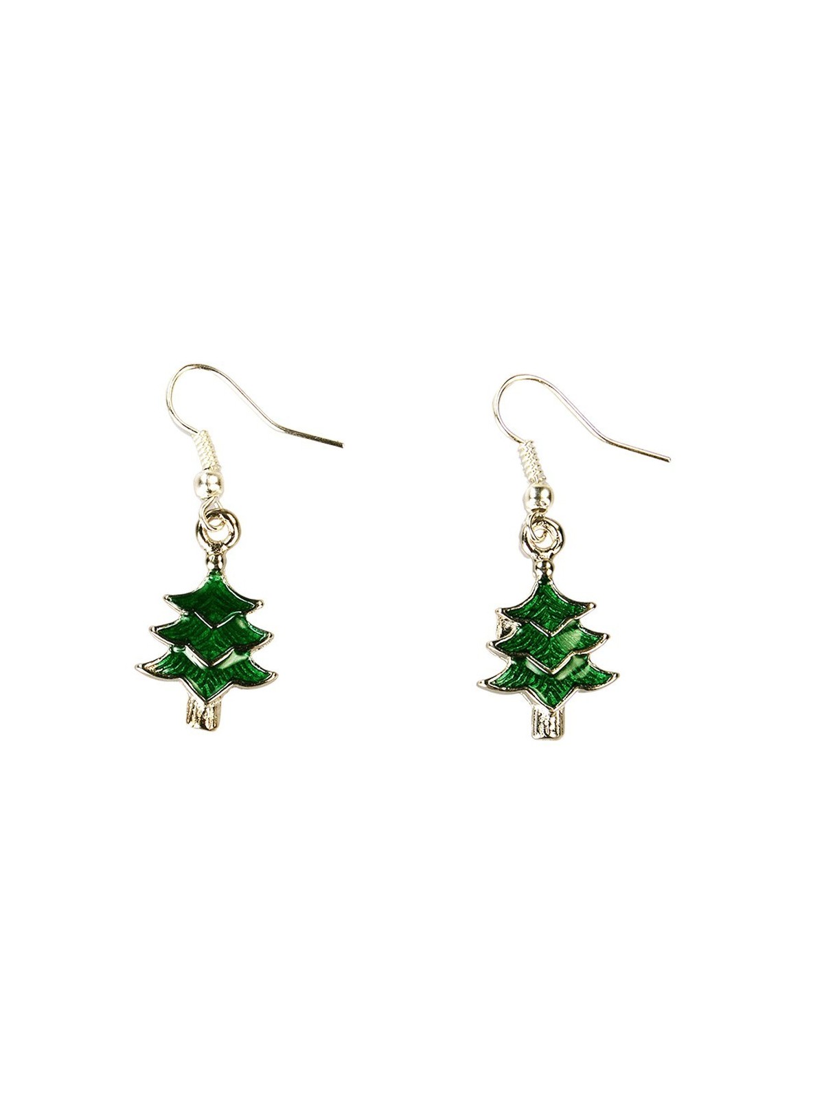 Pendientes de Navidad, abeto verde