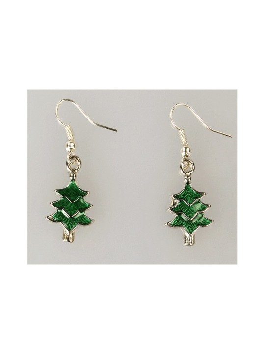 Pendientes de Navidad, abeto verde