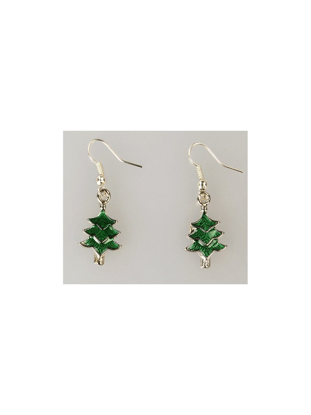 Pendientes de Navidad, abeto verde