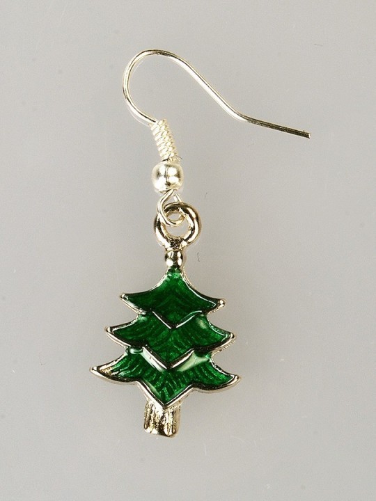 Pendientes de Navidad, abeto verde