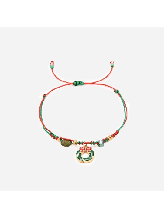 Pulsera de Cordones con Corona de Navidad