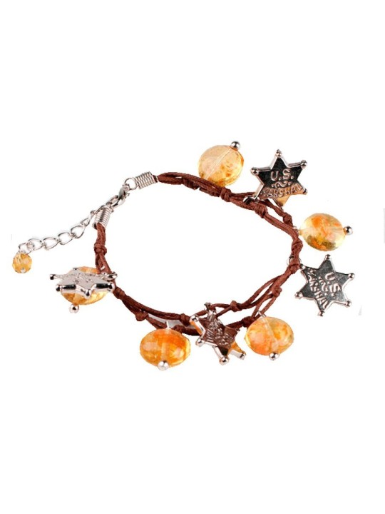 Pulsera de Cuero y Estrellas