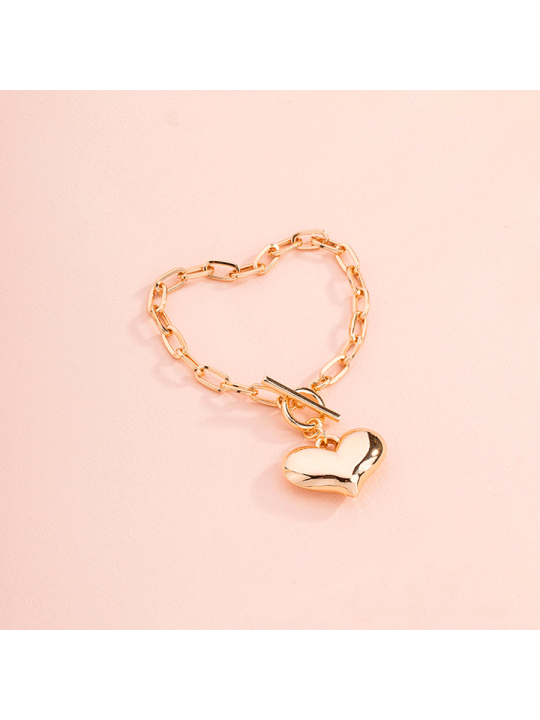 Pulsera con Corazón Dorada