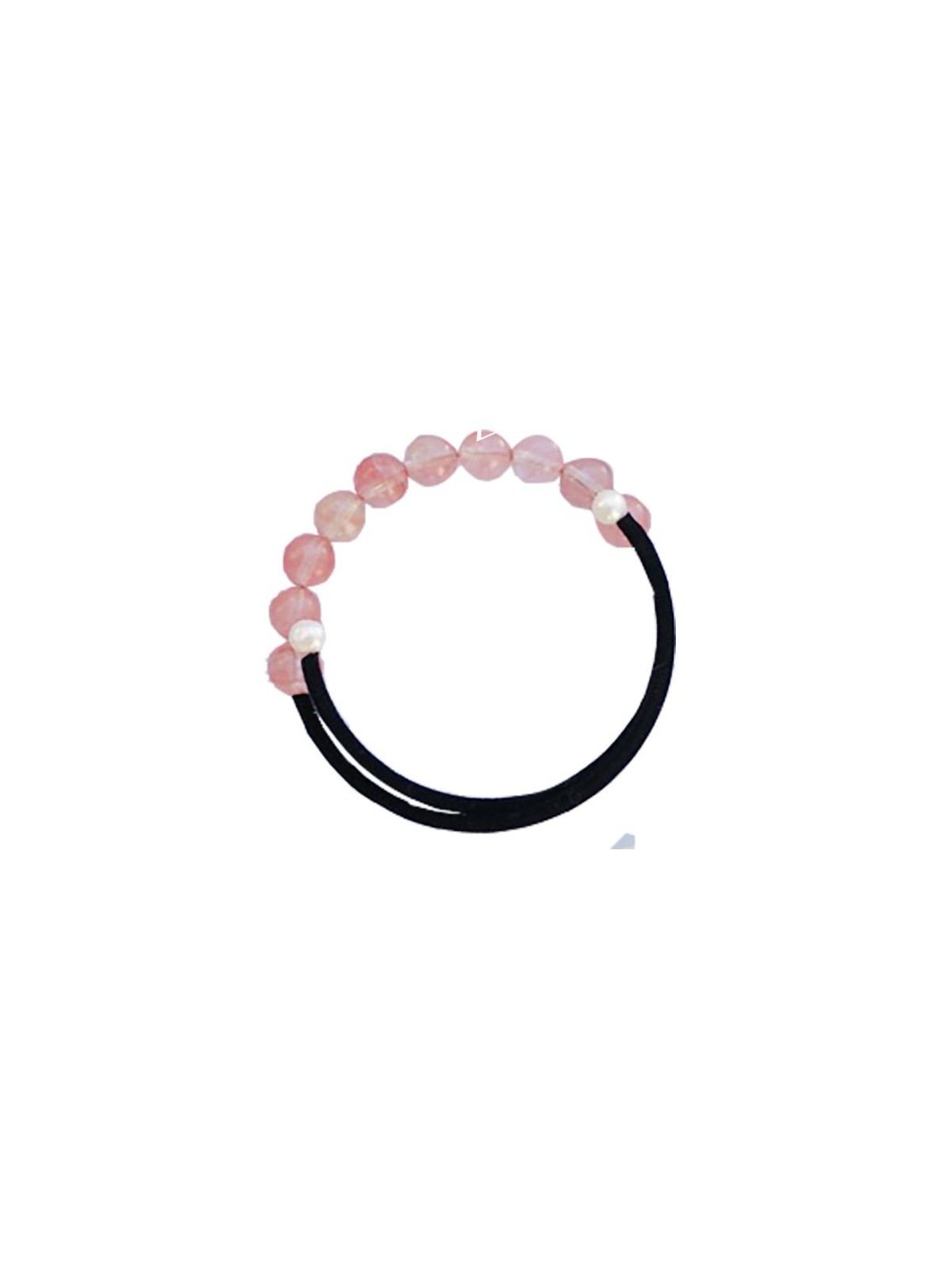 Brazalete terciopelo negro y perlas de agua dulce rosas