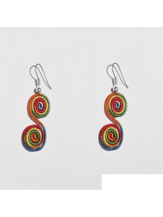 Pendientes de Seda Multicolor trenzada