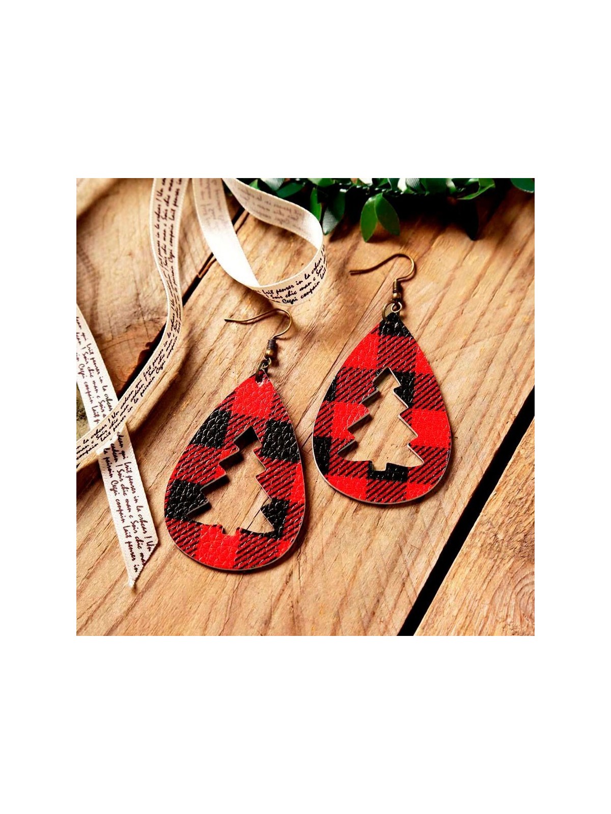 Pendientes XL de Tartán Rojo