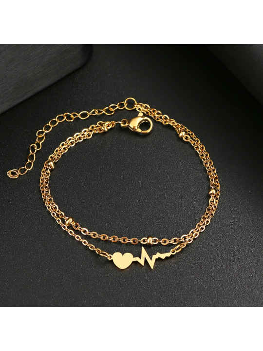 Pulsera Con Cardiograma y Corazón