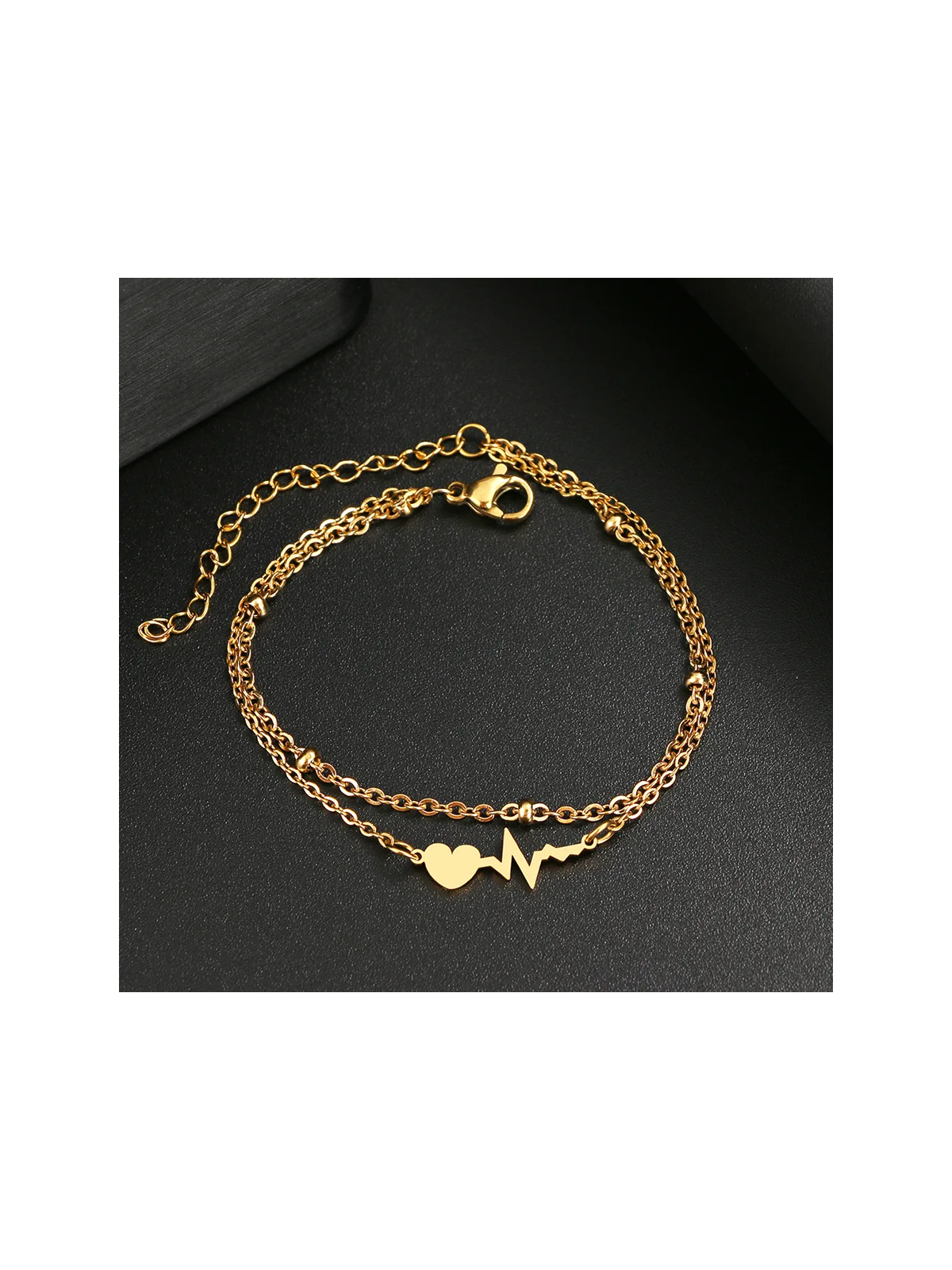 Pulsera Con Cardiograma y Corazón