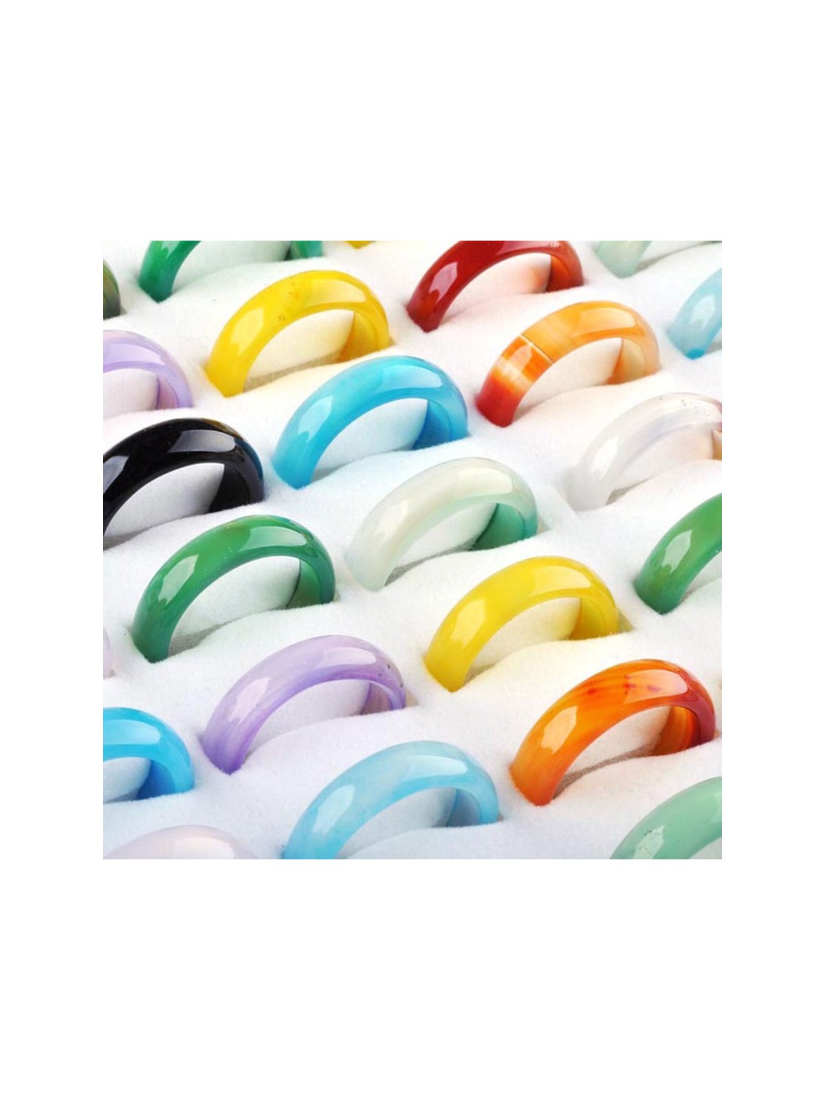 Anillos combinables de Ágatas transúcida Finos Más Colores