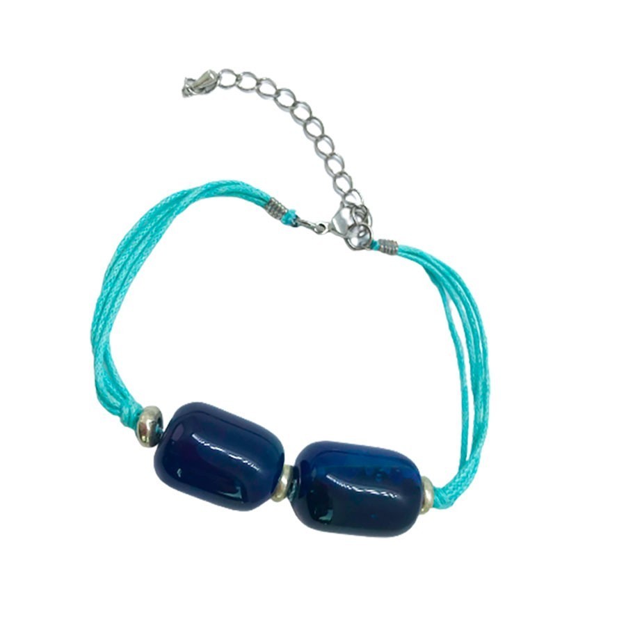 Pulsera de Ágatas Cilindro VerdiAzul