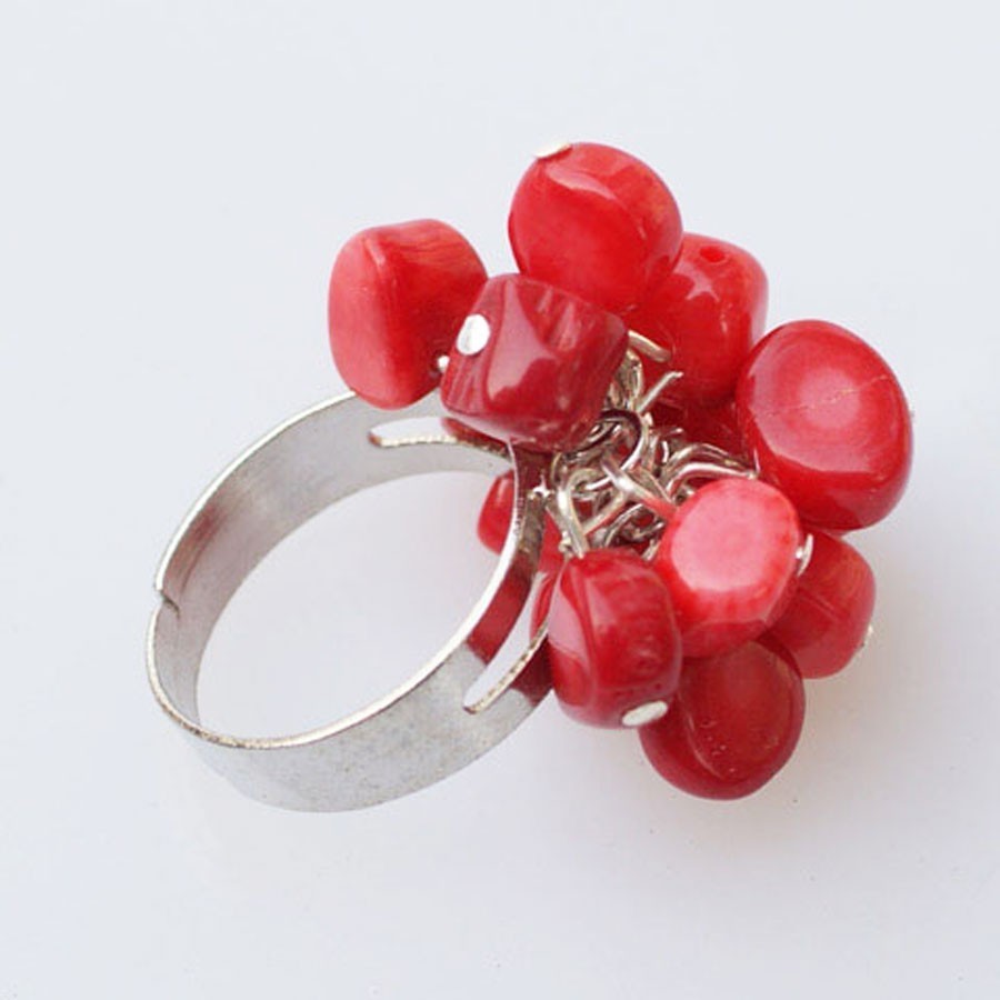 Anillo bouquet de coral rojo