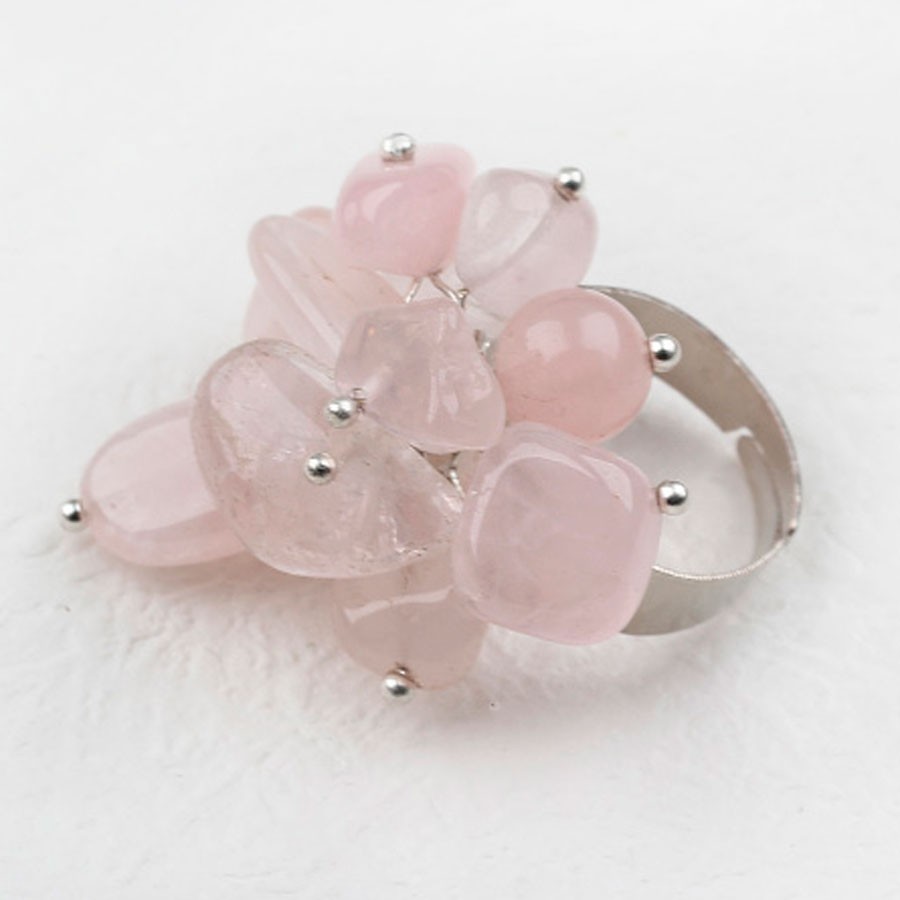 Anillo bouquet de cuarzo rosa