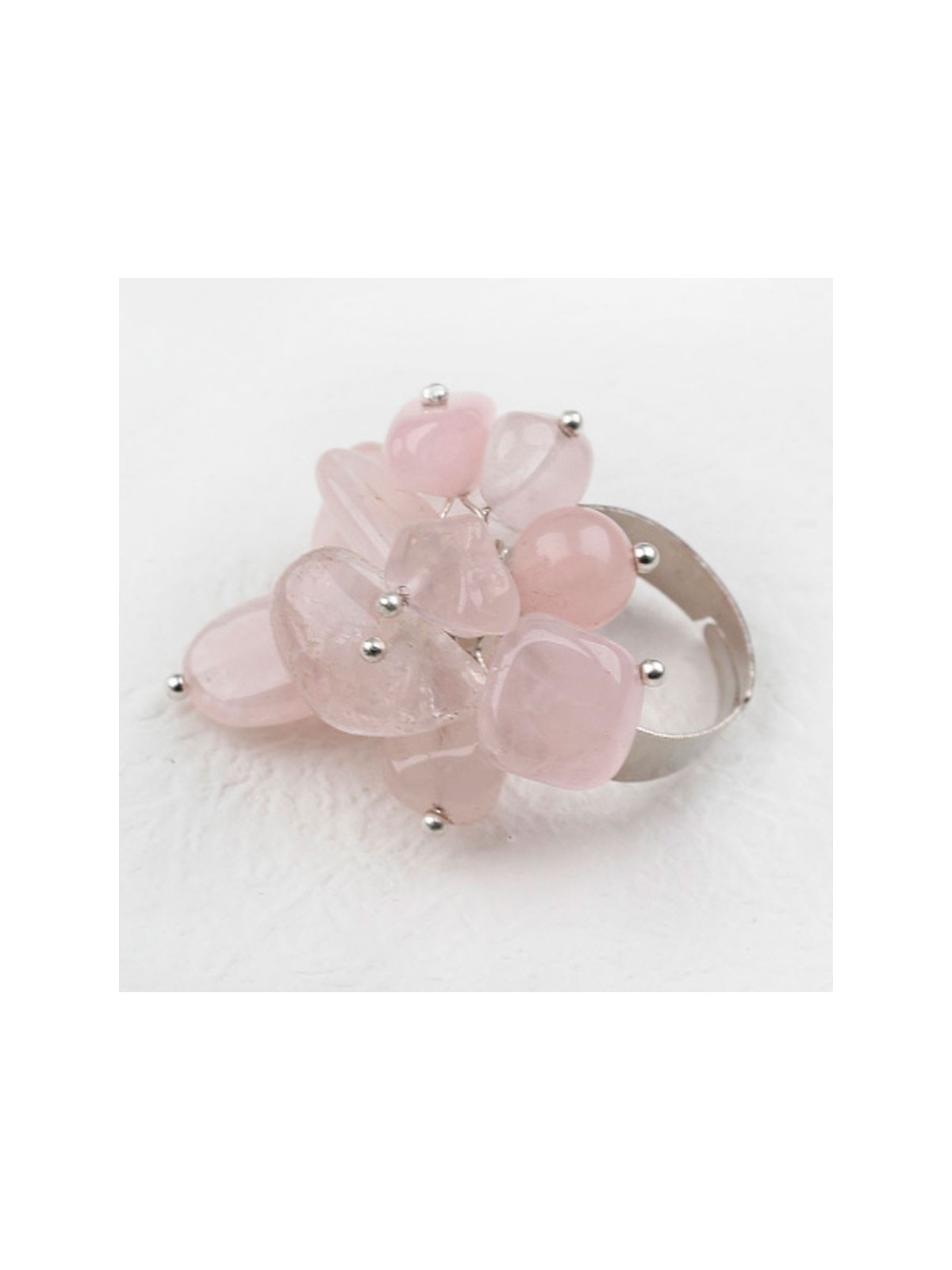 Anillo bouquet de cuarzo rosa