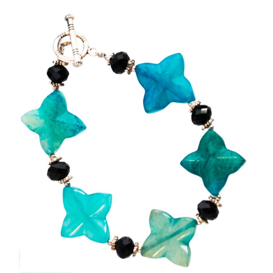 Brazalete Estrellas de Jade Azul