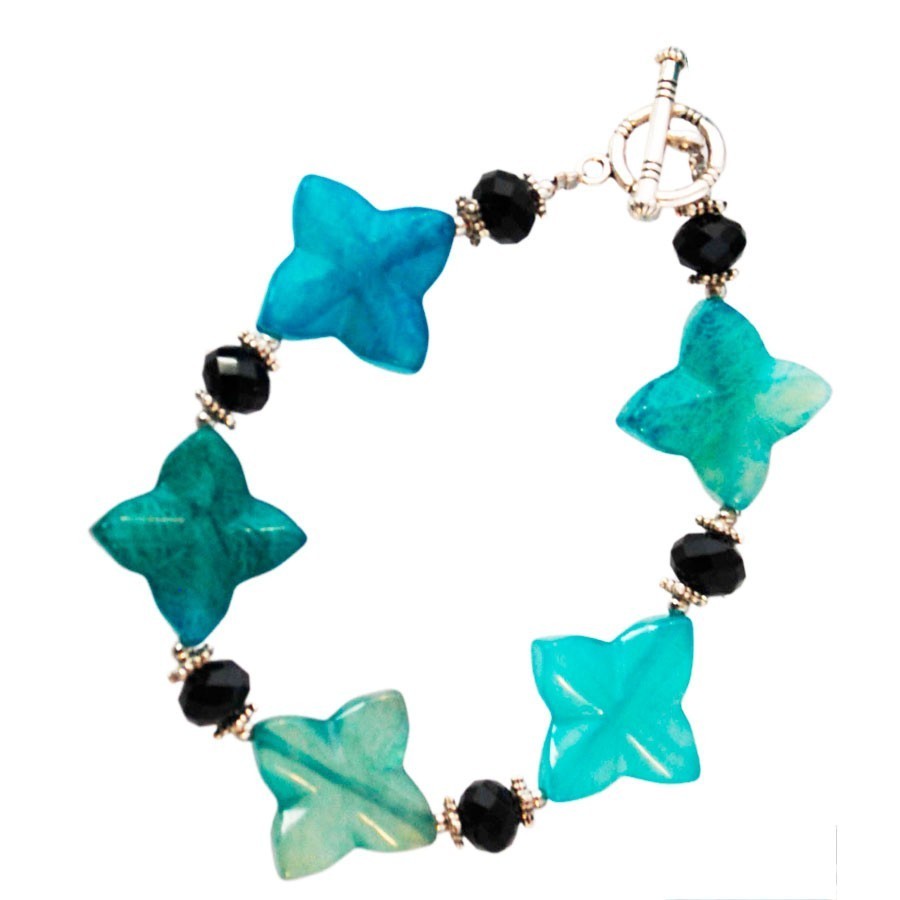 Brazalete Estrellas de Jade Azul