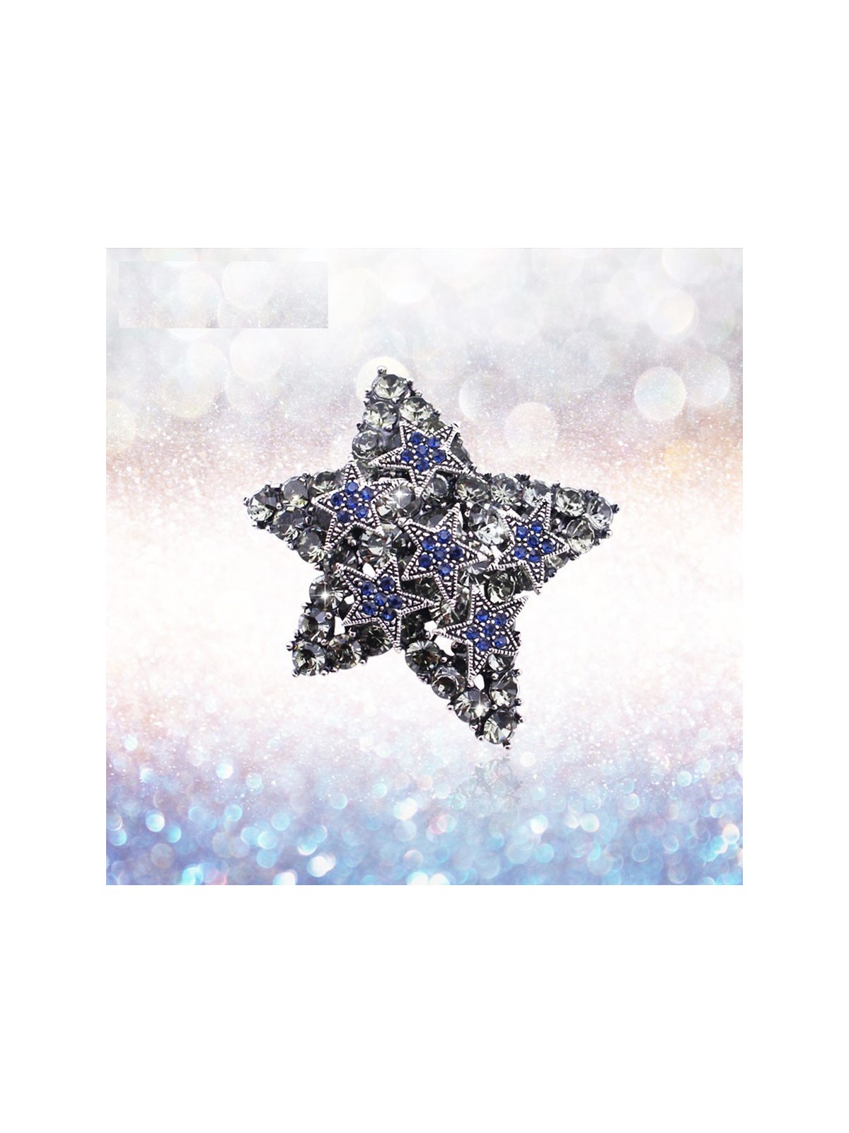 Broche de la Estrella Negra y Azul