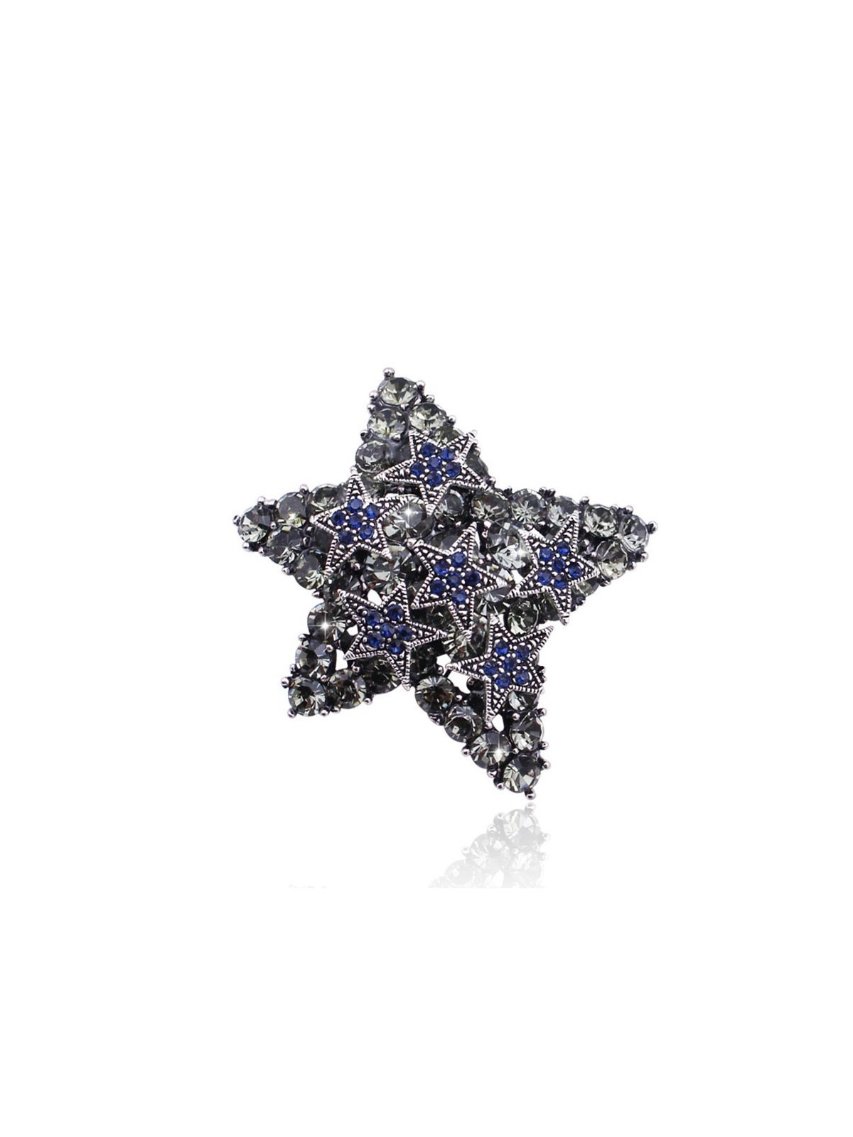 Broche de la Estrella Negra y Azul