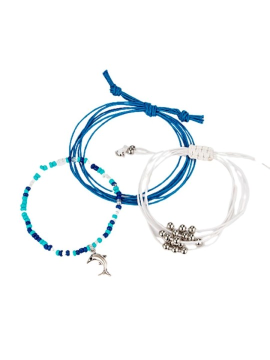 Conjunto de Tres pulseras verano azul