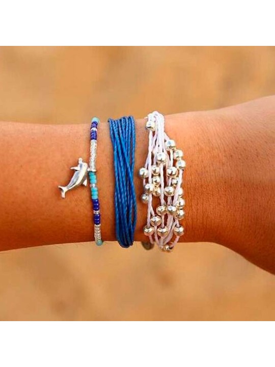 Conjunto de Tres pulseras verano azul