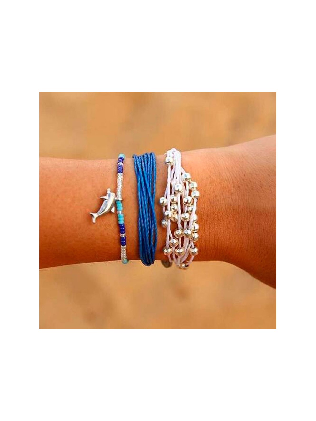 Conjunto de Tres pulseras verano azul