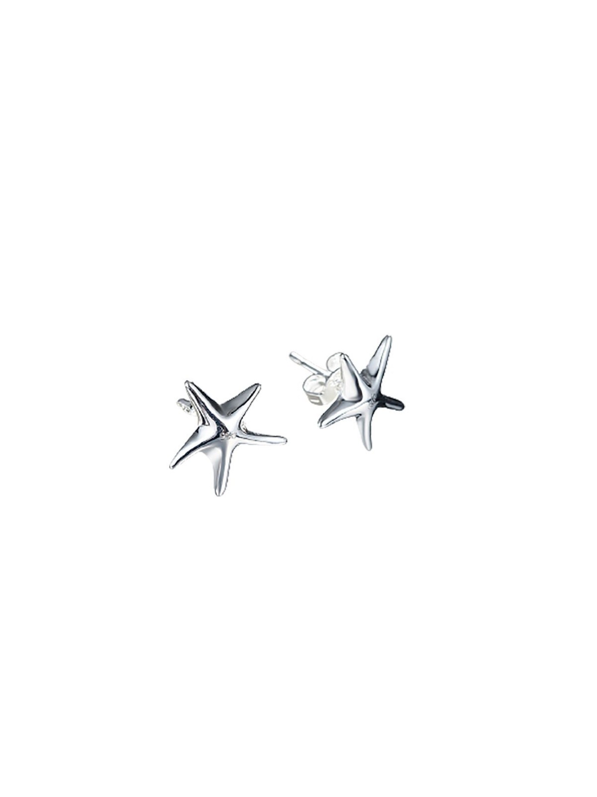 Pequeños pendientes en forma de Estrella de mar en Plata