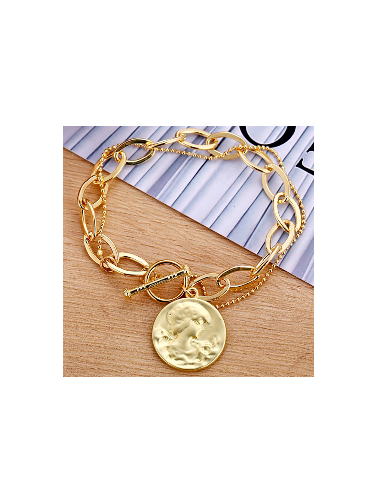 Pulsera de Eslabones con Medalla