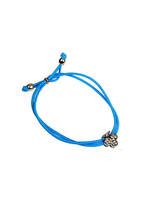 Pulsera azul de l a suert con trebol de circonitas