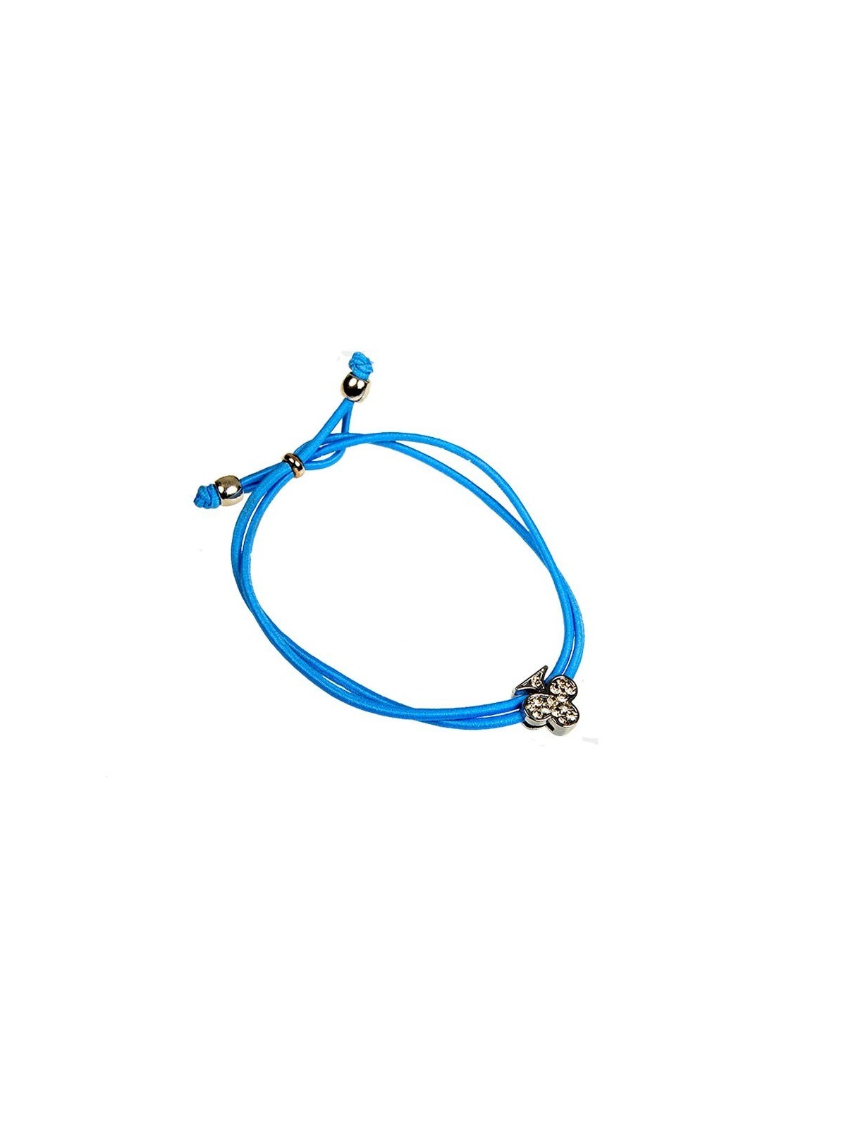 Pulsera azul de l a suert con trebol de circonitas