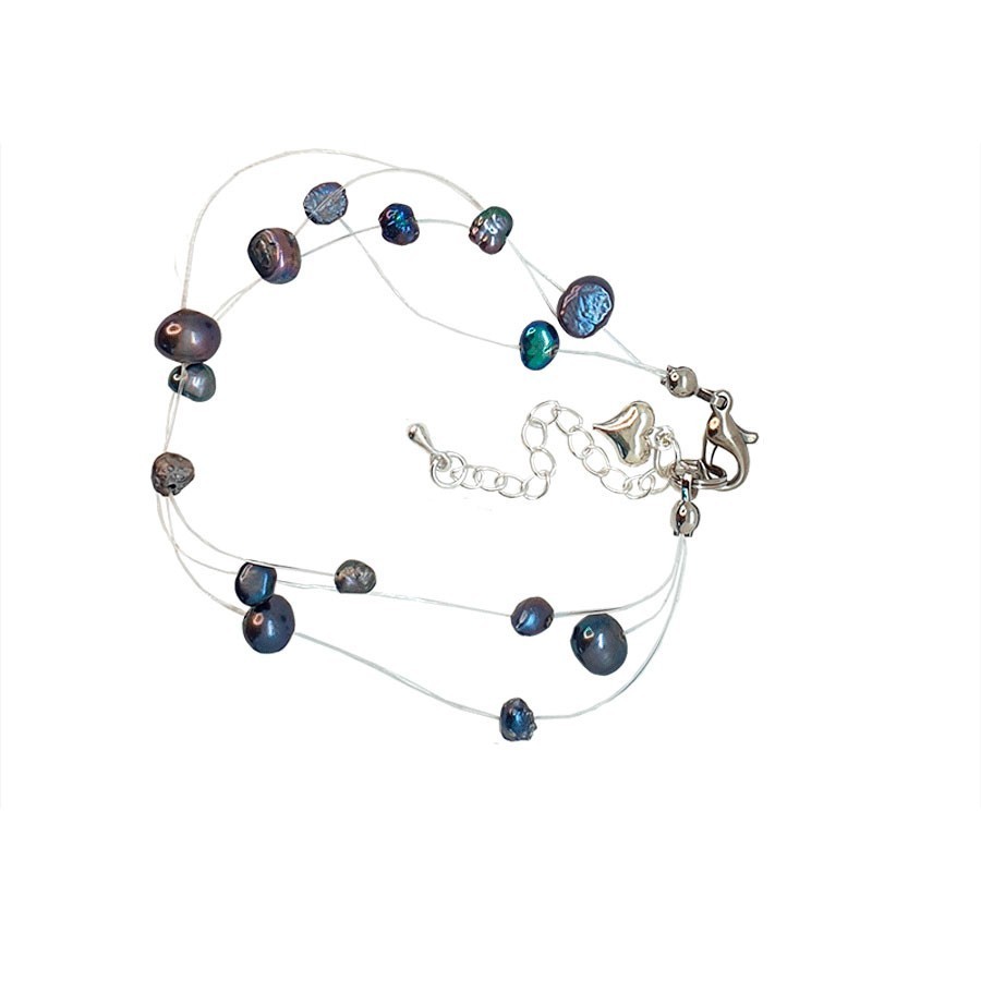 Pulsera al aire con perlas grises