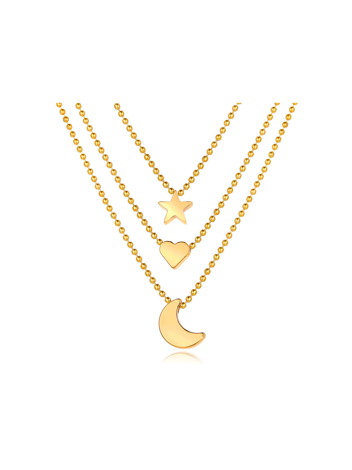 Tres Collares Cadena Luna, Corazón y Estrella