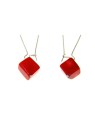 Pendientes Cubo de Coral Rojo