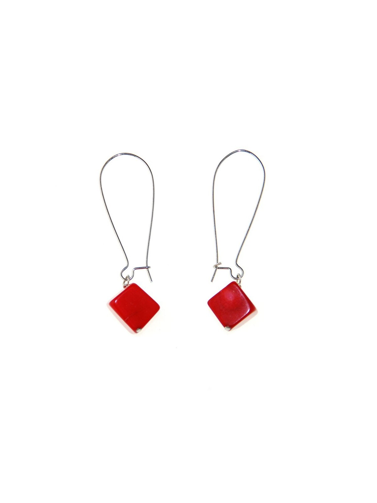 Pendientes Cubo de Coral Rojo