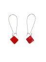 Pendientes Cubo de Coral Rojo