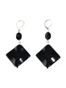 Pendientes rombo de agata negra