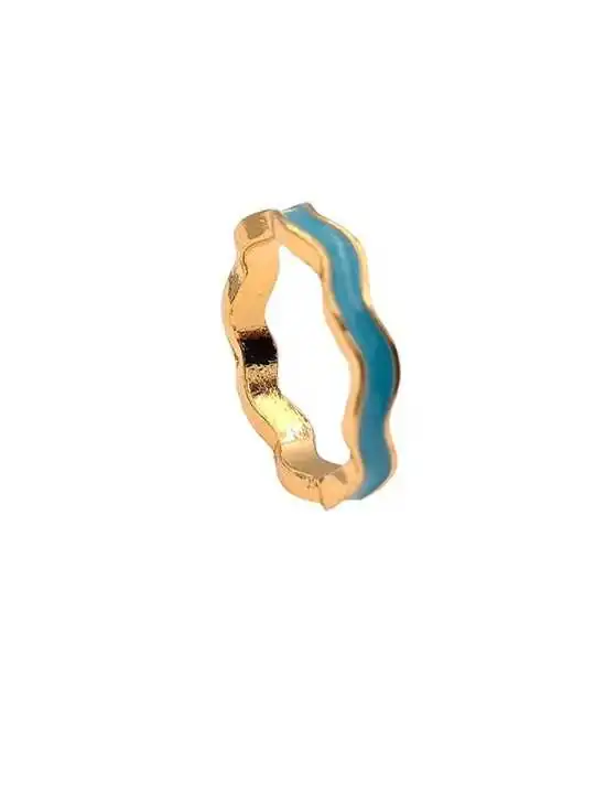 anillo dorado esmalte azul