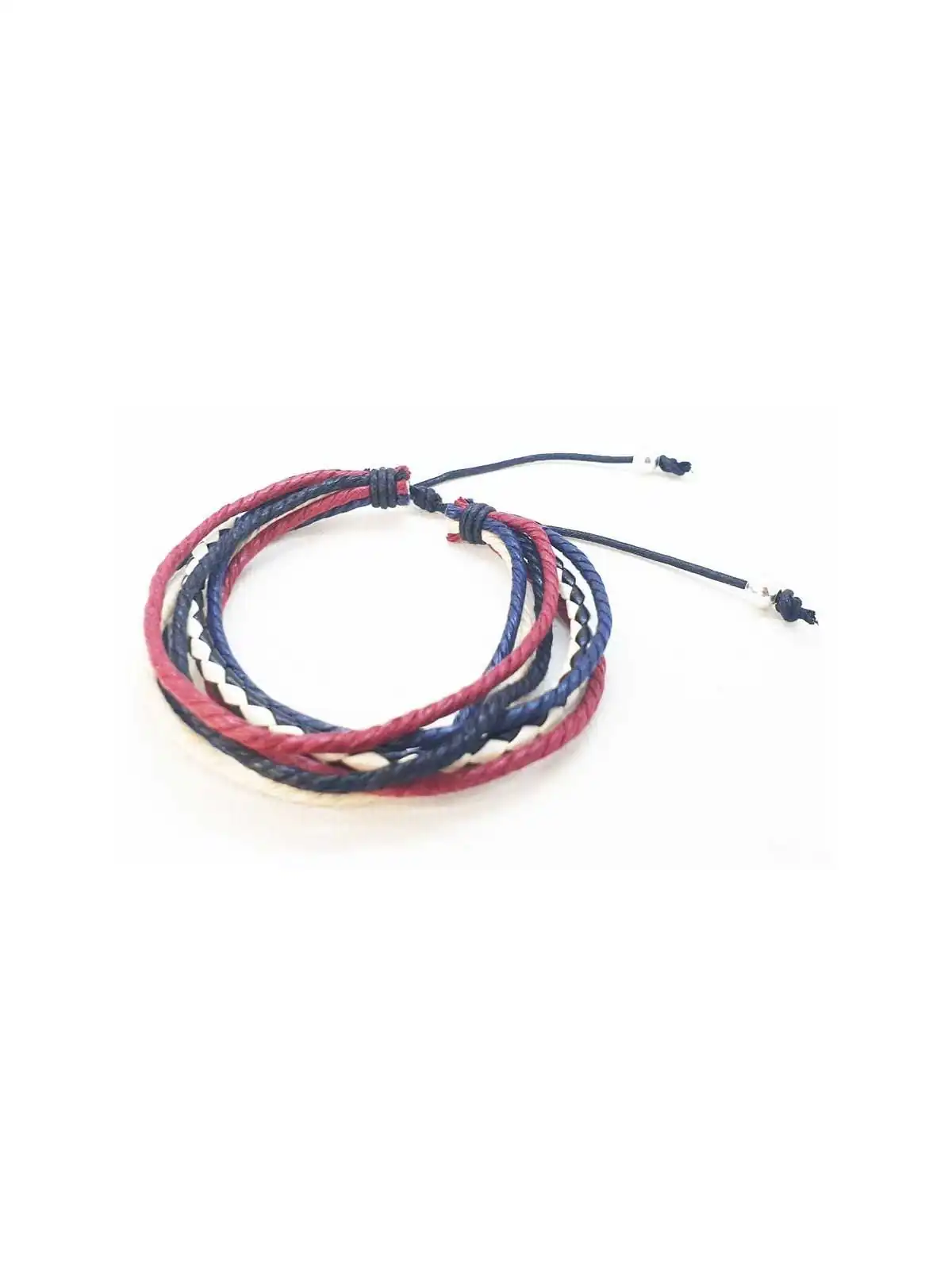 Brazalete multitira de cordón y cuero azul